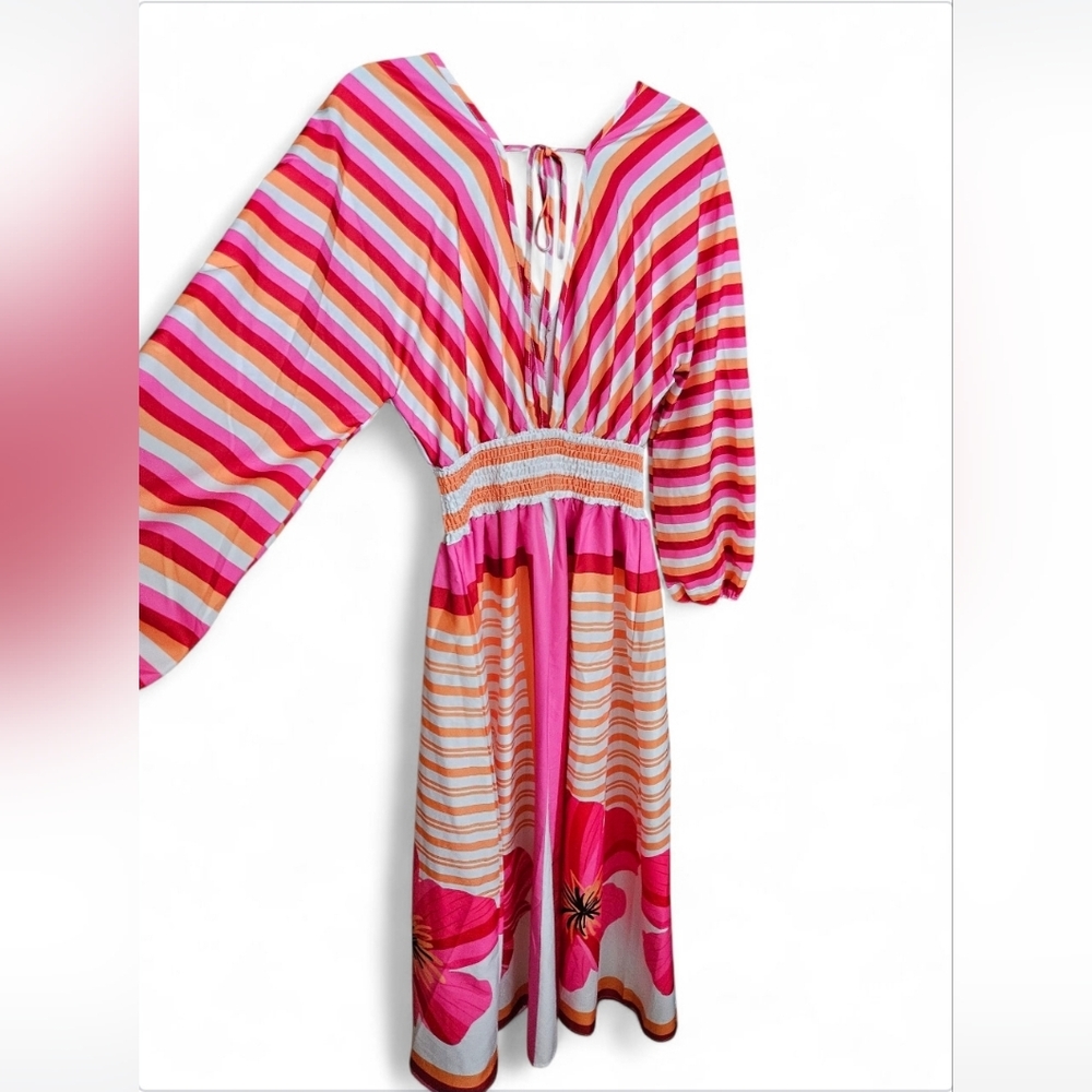 Striped Boho  Multicolor Maxi Dress - Picture 3 of 8